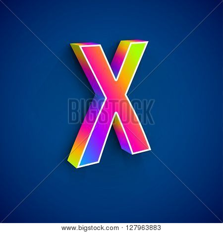 Abstract Logo Design Template. Creative 3d Concept Icon. Colorful Letter X Stylization on Blue Background