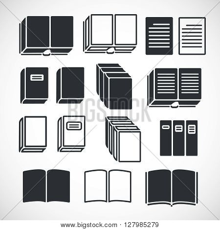 Set of Book Icons on White Background