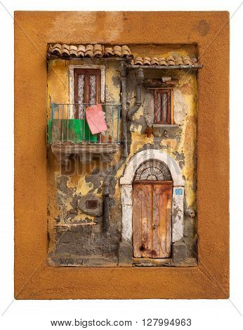 Artistic miniature of ancient sicilian poor house
