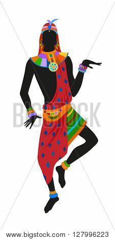 African dance ritual dance in the bright national costume