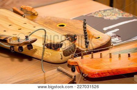 Russian Musical Instrument Gusli In The Museum. Close-up.