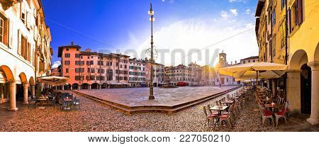 Piazza San Giacomo In Udine Sunset Panoramic View, Town In Friuli Venezia Giulia Region Of Italy