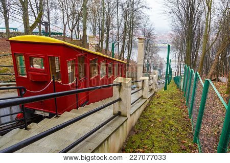 Funicular Railway In Kaunas. The Oldest Funicular In Lithuania.