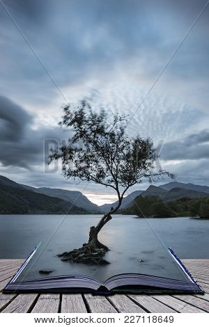 Beautiful Landscape Image Of Llyn Padarn At Sunrise In Autumn In Snowfonia National Park