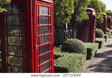 The Red Public Callbox Costs Among Tropical Greens