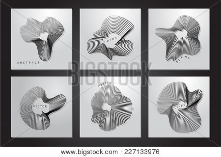 Future Lines. Abstract Vector Backgrounds Set With Guilloche. Trendy Graphic Design. Covers And Post