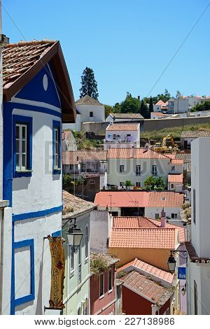 Monchique, Portugal - June 7, 2017 - Elevated View Of Town Buildings And Rooftops In The Old Town, M