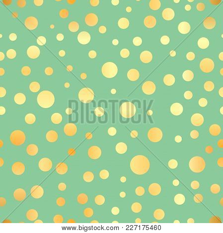 Gold Circle Seamless Pattern. Abstract Gold Geometric Modern Background. Vector Illustration. Shiny 
