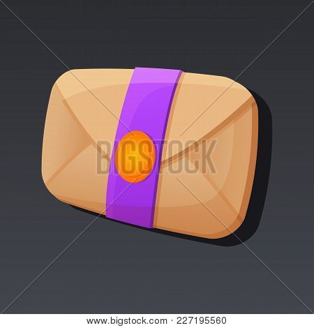 Game Icon Of Mail In Cartoon Style. Bright Design For App User Interface. Letter For Game Informatio