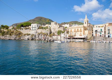 Lipari Town Seen From The Sea, Aeolian Islands, Italy