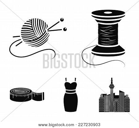 Coil Of Thread, Centimeter, Dress, Ball Of Thread With Knitting Needles.atelier Set Collection Icons