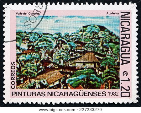 Nicaragua - Circa 1982: A Stamp Printed In Nicaragua Shows Canales Valley, Painting By A. Mejias, Ci