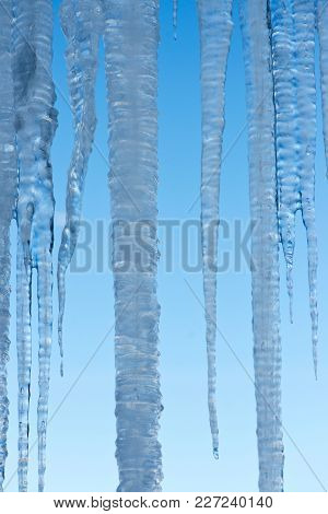 Icicle, Ice Or Snow Melted By Sunlight And Refreezes As It Drips Off Under Exposed Conditions