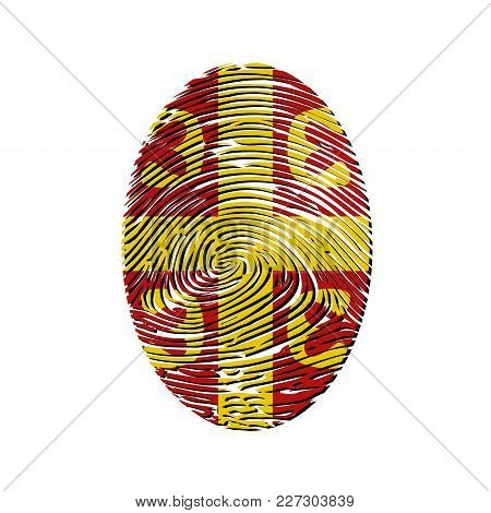 Illustration Of A Fingerprint As The Coat Of Arms Of Serbia On A White Background.