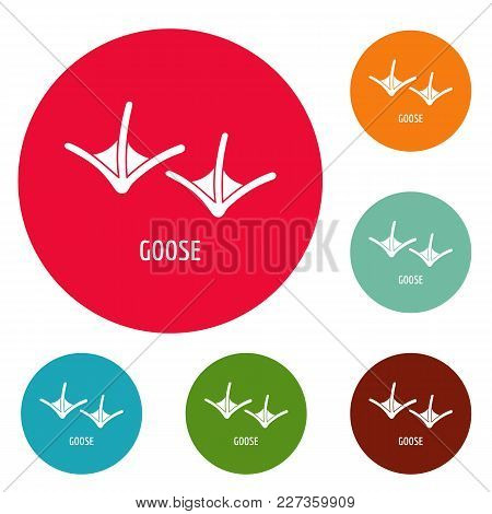 Goose Step Icons Circle Set Vector Isolated On White Background
