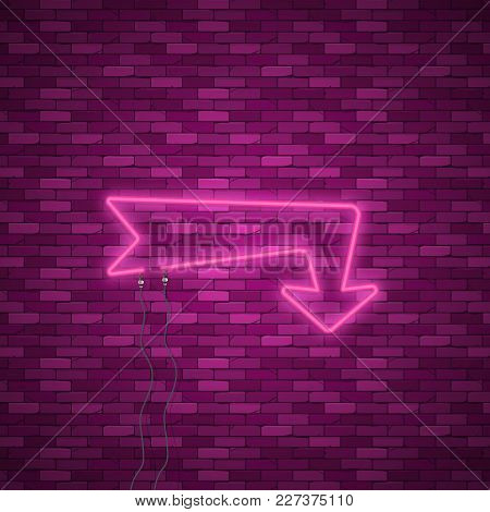 Neon Arrow Sign. Electric Light Arrow. Stock Vector