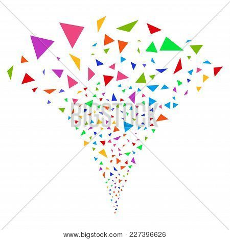 Multi Colored Triangle Figures Festive Fountain. Object Fountain Done From Random Triangle Figures P