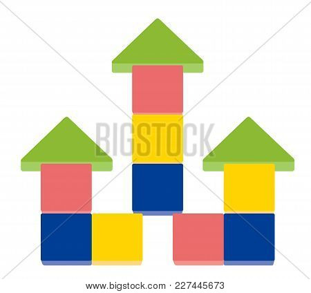 Arrow Up Shape Of Stack Blocks,  Creative Toy Blocks. Vector Illustration Isolated On White Backgrou