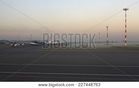 Omsk, Russia - August 25, 2013: Aerodrome Omsk Airport In The Early Morning
