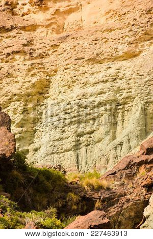 Gran Canaria Volcanic Landscape Los Azulejos Colorful Rocks Effect Of Hydromagmatic Eruptions