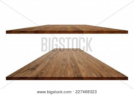 Rustic Wooden Table Vintage Style With Clipping Mask In Perspective View For Product Placement Or Mo