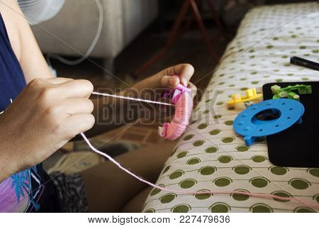 Women Made And Learning Handmade Decorations  Pompom Or Pompon From Online Vdo