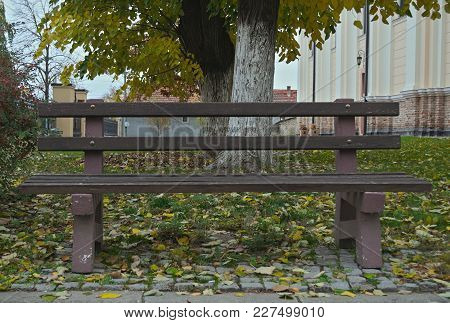 Bench In Church Yard In Kac, Serbia