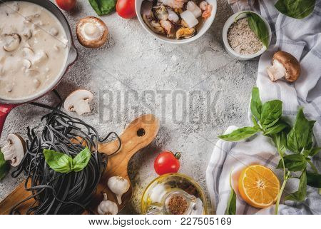 Raw Black Cuttlefish Ink Spaghetti Pasta