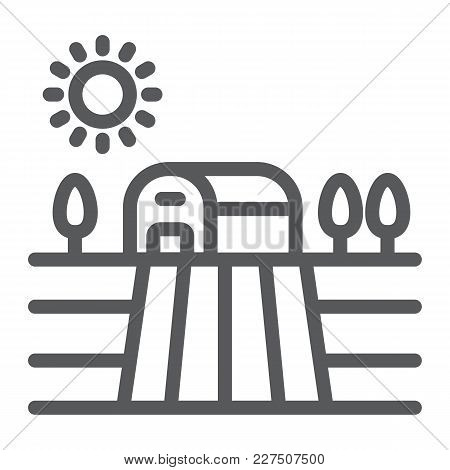 Harvest Field Line Icon, Farming And Agriculture, Countryside Sign Vector Graphics, A Linear Pattern
