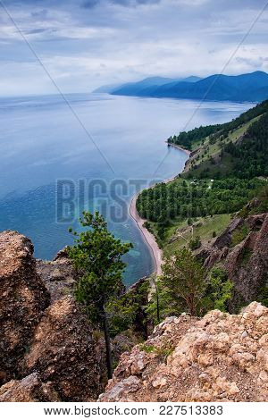 View Above Big Beautiful Lake, Baikal Lake, Siberia, Russia