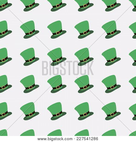 Patrick's Day, Seamless Pattern With Green Leprechaun Hat.