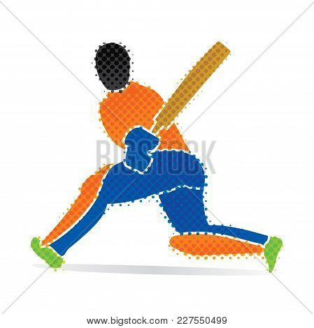 Cricket Player Hitting Big Shoot For Six, Concept Design