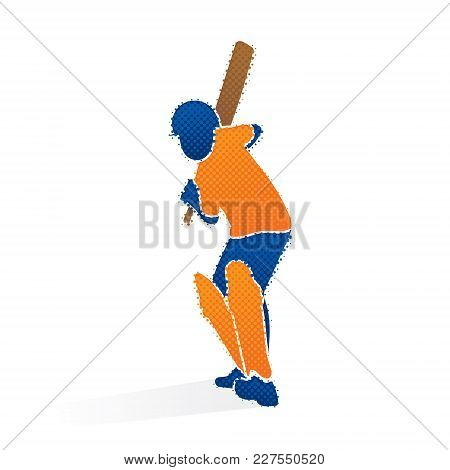 Cricket Player Hitting Big Shoot For Six, Concept Design