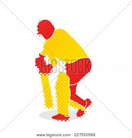 Cricket Player Hitting Big Shoot For Six, Concept Design
