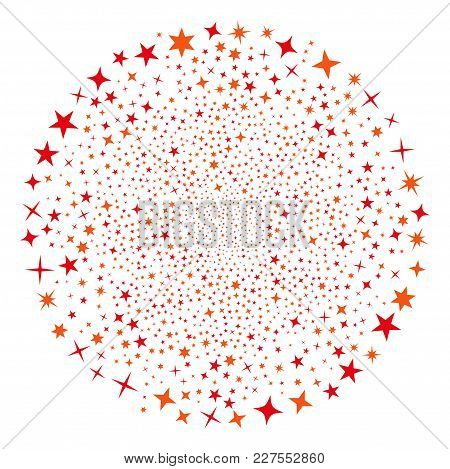 Confetti Stars Exploding Globula. Object Pattern Combined From Random Confetti Stars Icons As Explos