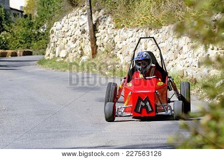 Tornac, France - October 8, 2016: Soapbox Race Organized In The Village Of Tornac Located In The Fre