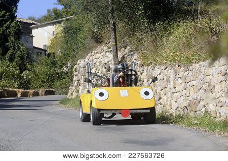 Tornac, France - October 8, 2016: Soapbox Race Organized In The Village Of Tornac Located In The Fre