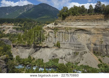River Truful-truful Running Through A Deep Gorge With Colourful Eroded Cliffs In Conguillio National