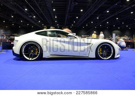 Dubai, Uae - November 18: The Ferrari F12 Berlinetta Sportscar Is On Dubai Motor Show 2017 On Novemb
