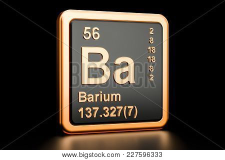 Barium Ba, Chemical Element. 3d Rendering Isolated On Black Background