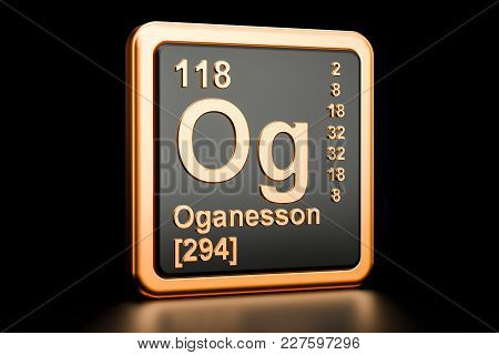 Oganesson Og, Chemical Element. 3d Rendering Isolated On Black Background