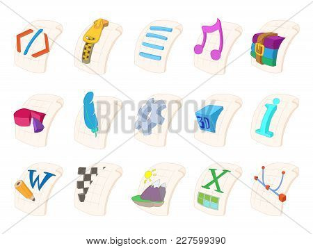 File Type Icon Set. Cartoon Set Of File Type Vector Icons For Web Design Isolated On White Backgroun