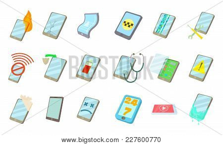Smartphone Icon Set. Cartoon Set Of Smartphone Vector Icons For Web Design Isolated On White Backgro