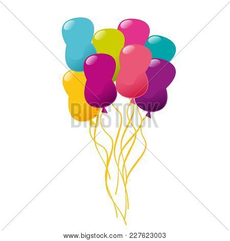 Vector Multicolored Balloons. Vector Illustration Of Colorful Balloons.