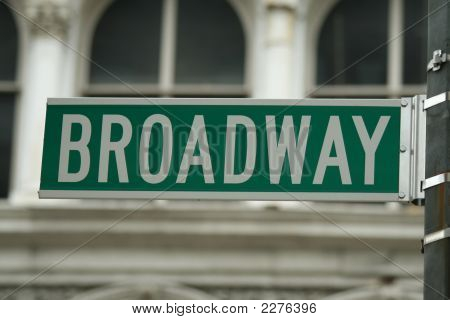Green Broadway Sign Close Up