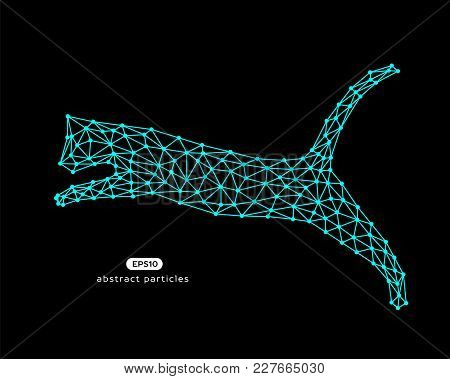 Vector Abstract Illustration Of Jumping Cat.