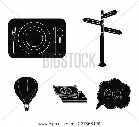 Vacation, Travel, Pointer, Way, Navigation .rest And Travel Set Collection Icons In Black Style Vect
