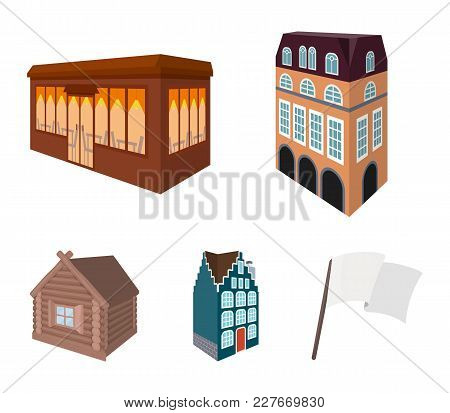 Residential House In English Style, A Cottage With Stained-glass Windows, A Cafe Building, A Wooden 