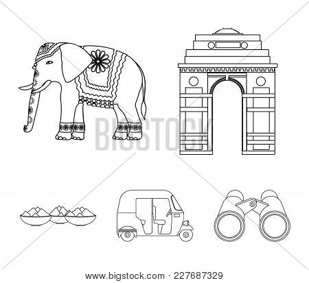 Country India Outline Icons In Set Collection For Design.india And Landmark Vector Symbol Stock  Ill
