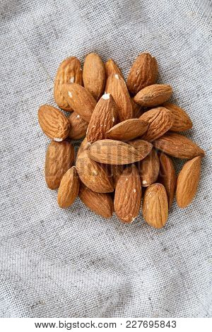 Close-up Shallow Depth Of Field Picture Of Peanut Shells Food Background, Macro. Many Peanuts In She
